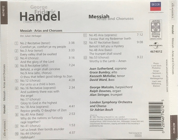 Georg Friedrich Händel – London Symphony Orchestra And London Symphony Chorus, Sir Adrian Boult-1