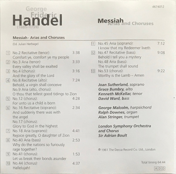 Georg Friedrich Händel – London Symphony Orchestra And London Symphony Chorus, Sir Adrian Boult-3