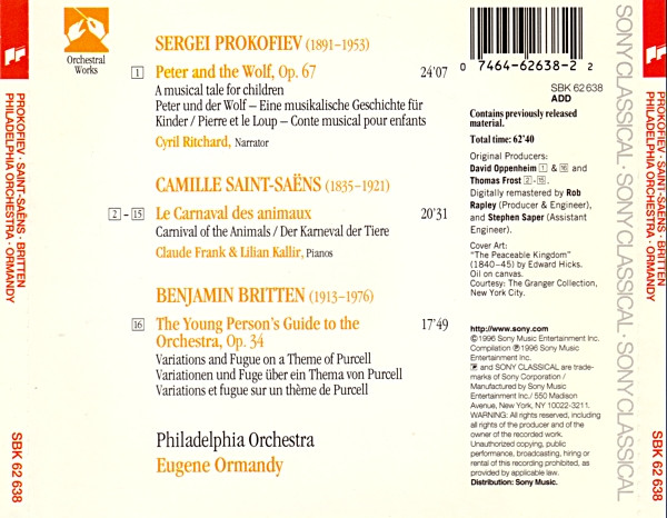 Philadelphia Orchestra* • Eugene Ormandy • Cyril Ritchard — Prokofiev* / Britten* / Saint-Saëns*-1