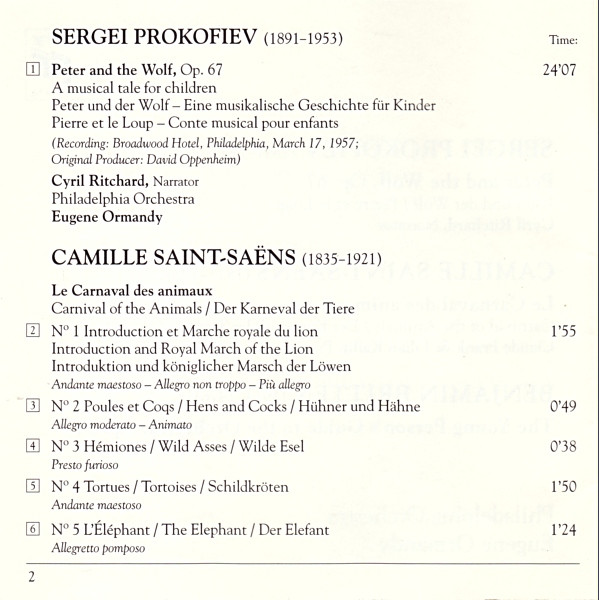 Philadelphia Orchestra* • Eugene Ormandy • Cyril Ritchard — Prokofiev* / Britten* / Saint-Saëns*-4