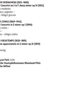 Henryk Wieniawski / Julius Conus / Henri Vieuxtemps - Soo-Hyun Park, Staatsphilharmonie Rheinland-Pfalz, Nicholas Milton-1