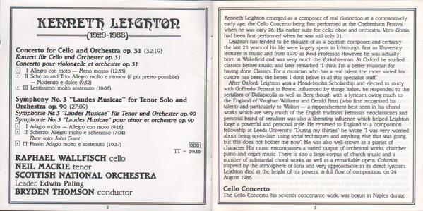 Kenneth Leighton - Raphael Wallfisch, Neil Mackie (2), Royal Scottish National Orchestra, Bryden Thomson-3
