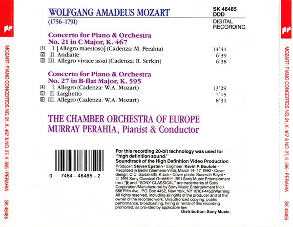 Wolfgang Amadeus Mozart, The Chamber Orchestra Of Europe, Murray Perahia-1