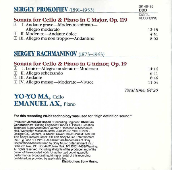 Sergei Rachmaninoff • Sergei Prokofiev - Emanuel Ax • Yo-Yo Ma-1