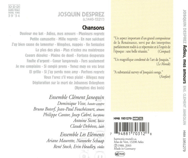 Josquin Des Prés, Ensemble Clément Janequin, Dominique Visse-1