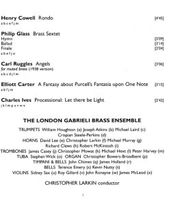 Barber* · Carter* · Cowell* · Glass* · Harris* · Ives* · Ruggles* · Thomson* - The London Gabrieli Brass Ensemble, Christopher Larkin-3