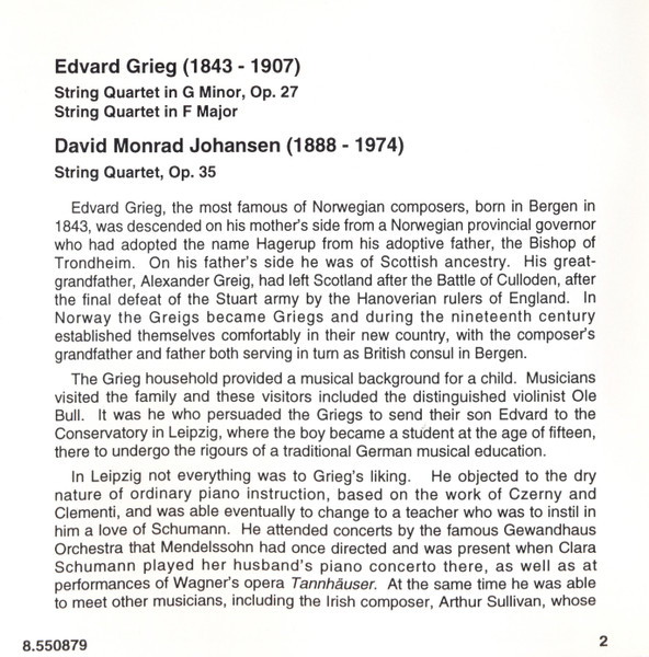Edvard Grieg, David Monrad Johansen, Oslo String Quartet-4