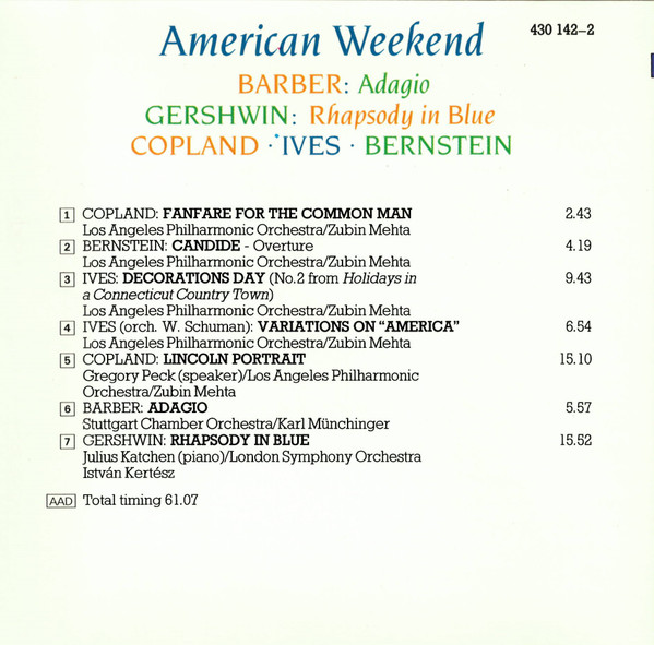 Barber*, Gershwin*, Copland*, Ives*, Bernstein*-2