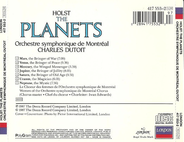Gustav Holst - Orchestre symphonique de Montréal / Charles Dutoit-1