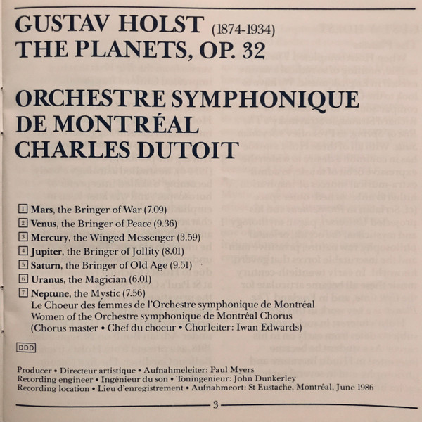 Gustav Holst - Orchestre symphonique de Montréal / Charles Dutoit-4