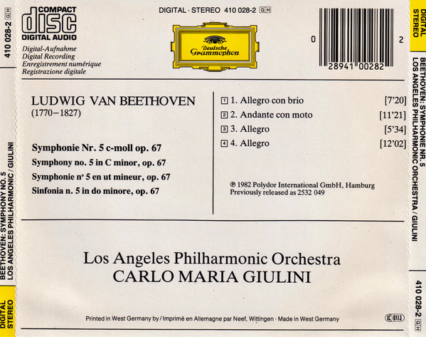 Beethoven* - Los Angeles Philharmonic Orchestra, Carlo Maria Giulini-1