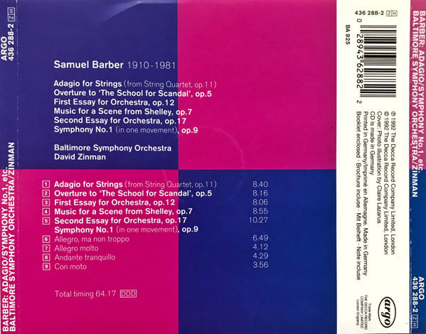 Barber* - Baltimore Symphony Orchestra, David Zinman-1