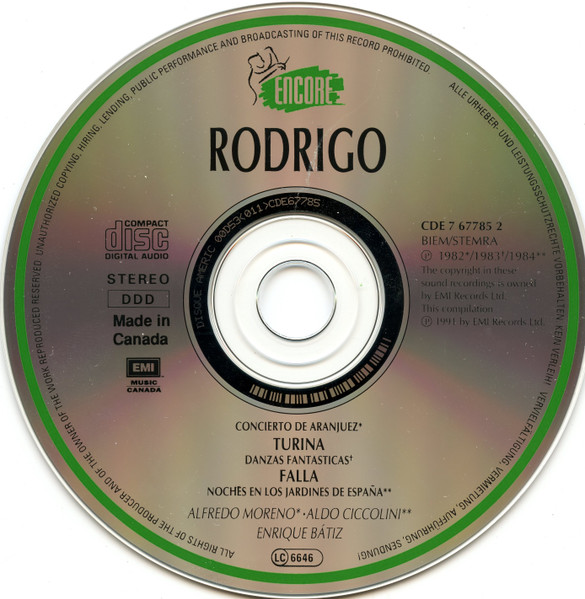 Joaquín Rodrigo, Manuel De Falla, Joaquín Turina, Alfredo Moreno, Aldo Ciccolini, Enrique Batiz-3