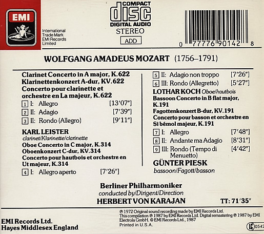 Mozart* - Leister*, Koch*, Piesk*, Herbert von Karajan, Berlin Philharmonic*-1