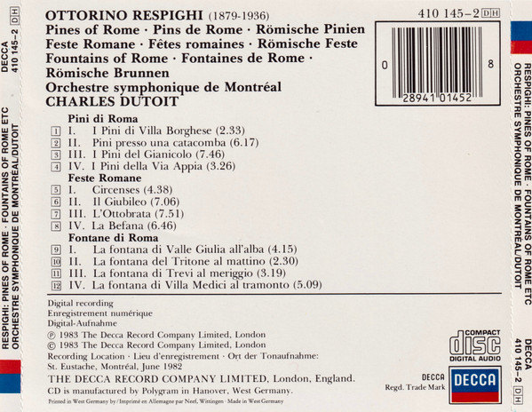 Ottorino Respighi, Orchestre symphonique de Montréal, Charles Dutoit-1