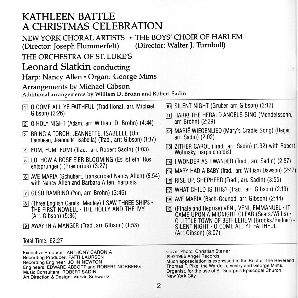 Kathleen Battle, New York Choral Artists, The Boys' Choir Of Harlem*, Orchestra Of St. Luke's, Leonard Slatkin-1