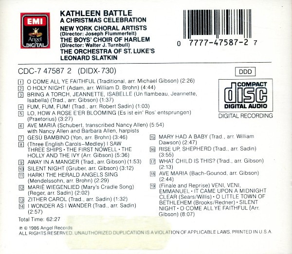 Kathleen Battle, New York Choral Artists, The Boys' Choir Of Harlem*, Orchestra Of St. Luke's, Leonard Slatkin-2