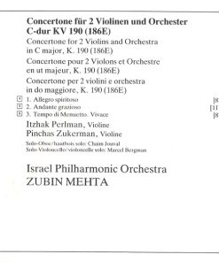 Wolfgang Amadeus Mozart, Itzhak Perlman, Pinchas Zukerman, Israel Philharmonic Orchestra, Zubin Mehta-3