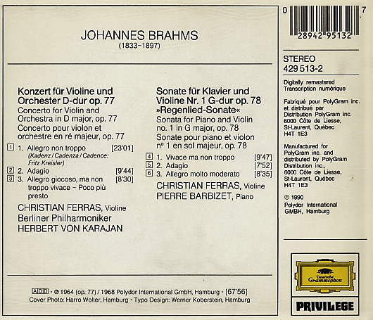 Brahms* - Christian Ferras · Berliner Philharmoniker · Herbert von Karajan-1