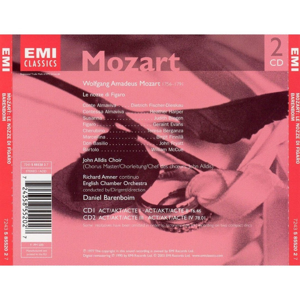 Mozart* - Fischer-Dieskau* • Harper* • Blegen* • Evans* • Berganza* • John Alldis Choir • English Chamber Orchestra • Daniel Barenboim-1