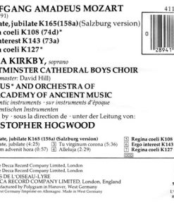Mozart* / Emma Kirkby, Westminster Cathedral Boys Choir*, Chorus* & Orchestra Of The Academy Of Ancient Music*, Christopher Hogwood-1