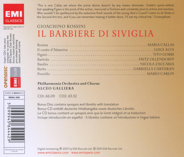 Rossini* - Maria Callas, Tito Gobbi, Luigi Alva, Philharmonia Orchestra And Chorus*, Alceo Galliera-1