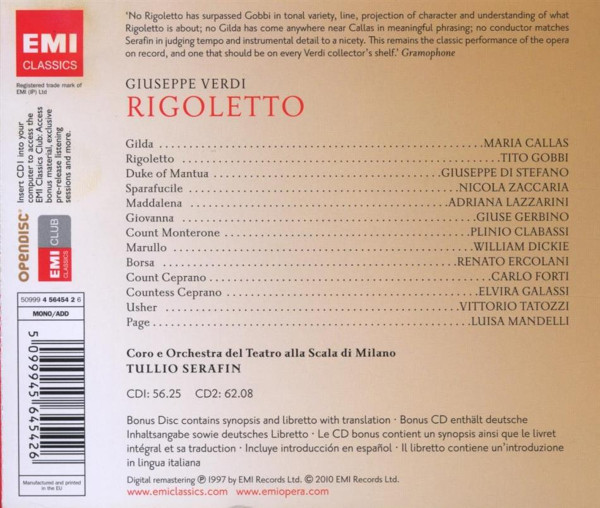 Verdi* - Maria Callas, Tito Gobbi, Giuseppe di Stefano, Coro* E Orchestra Del Teatro Alla Scala Di Milano*, Tullio Serafin-1