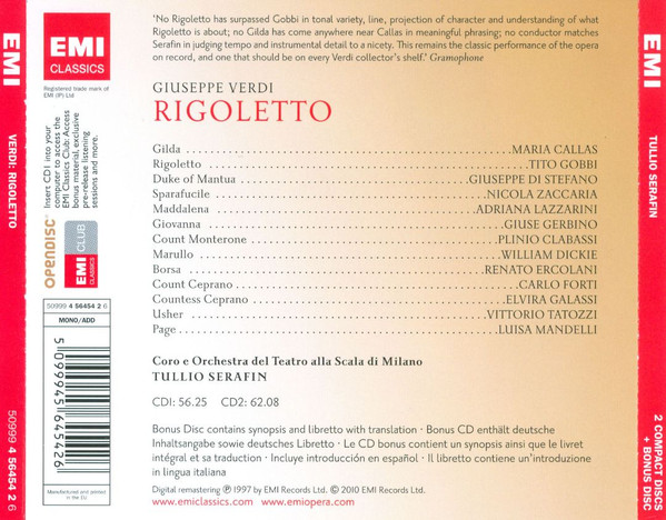 Verdi* - Maria Callas, Tito Gobbi, Giuseppe di Stefano, Coro* E Orchestra Del Teatro Alla Scala Di Milano*, Tullio Serafin-2