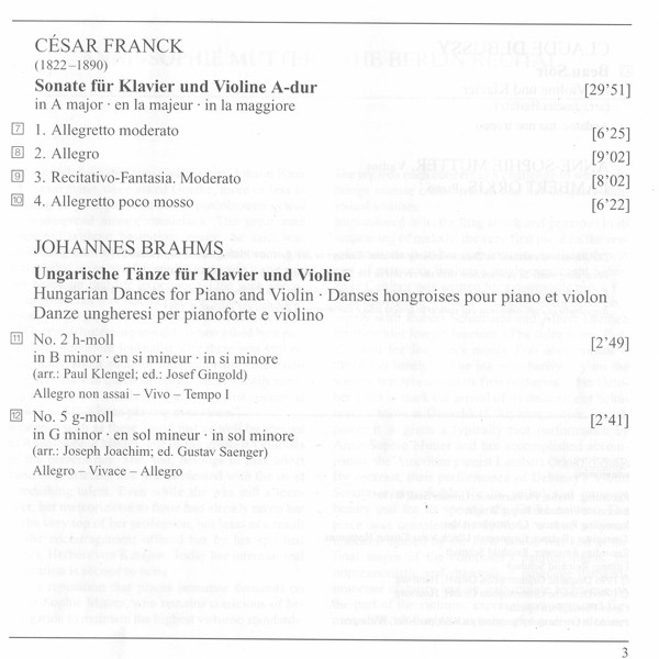 Brahms* • Debussy* • Franck* • Mozart* - Anne-Sophie Mutter, Lambert Orkis-3