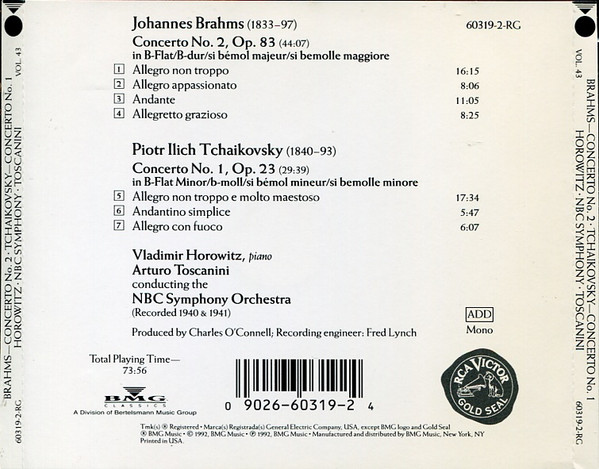 Brahms*, Tchaikovsky*, Toscanini*, Horowitz*, NBC Symphony Orchestra-1