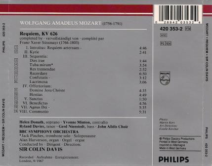 Mozart* • Donath* • Minton* • Davies* • Nienstedt* • John Alldis Choir • BBC Symphony Orchestra • Sir Colin Davis-1