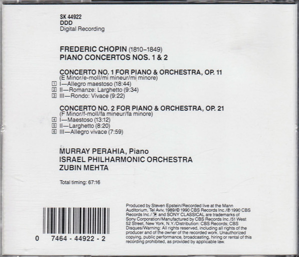 Murray Perahia, Chopin*, Israel Philharmonic* / Zubin Mehta-1
