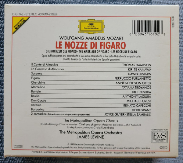 Wolfgang Amadeus Mozart, Dawn Upshaw, Kiri Te Kanawa, Ferruccio Furlanetto, Thomas Hampson, Anne Sofie Von Otter, The Metropolitan Opera House Orchestra, Metropolitan Opera Chorus, James Levine (2)-1