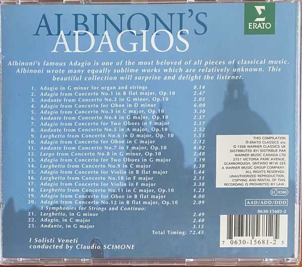 Tomaso Albinoni – I Solisti Veneti, Claudio Scimone-1