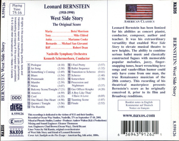 Leonard Bernstein - Morrison* • Eldred* • Cooke* • Dean* • Nashville Symphony Orchestra • Kenneth Schermerhorn-3