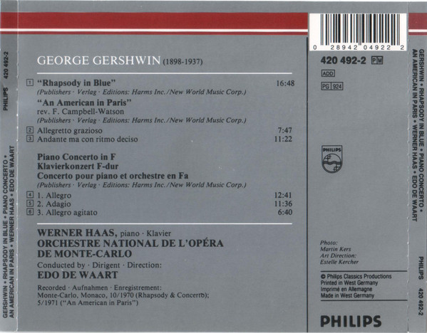 Gershwin* - Werner Haas, Orchestre National De L'Opéra De Monte-Carlo, Edo de Waart-2
