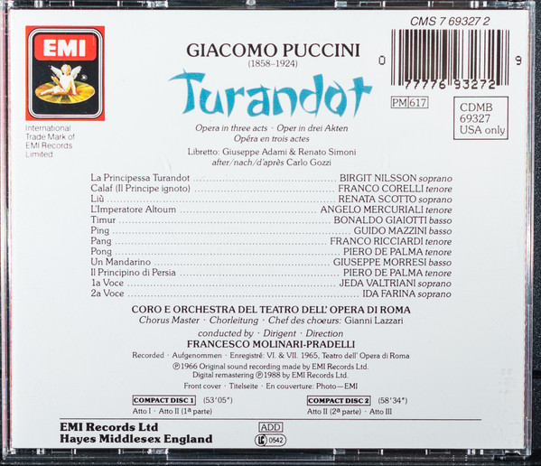 Puccini*, Nilsson*, Corelli*, Scotto*, Giaiotti*, Orchestra Dell'Opera Di Roma*, Coro Dell'Opera Di Roma*, Francesco Molinari-Pradelli-1