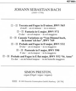 Johann Sebastian Bach, Simon Preston-2