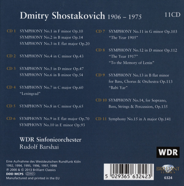 Shostakovich* - WDR Sinfonieorchester*, Rudolf Barshai-1
