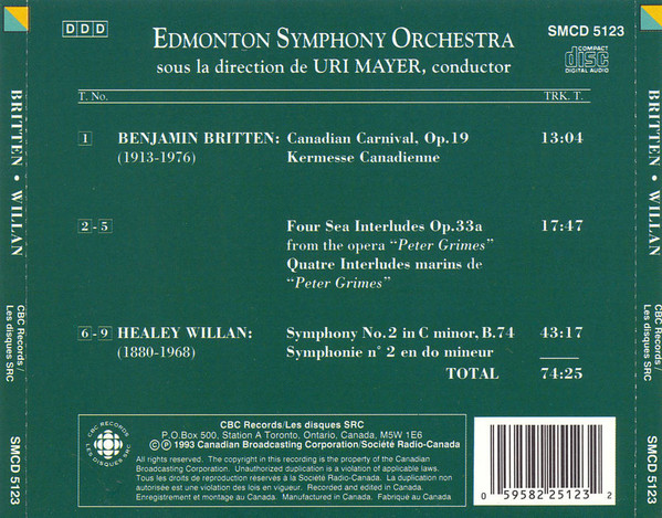 Britten*, Willan*, Edmonton Symphony Orchestra, Uri Mayer-1