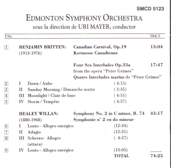 Britten*, Willan*, Edmonton Symphony Orchestra, Uri Mayer-2