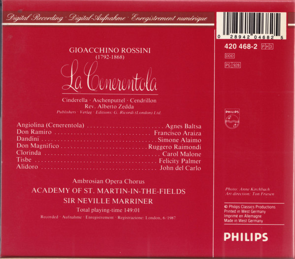 Rossini* - Baltsa* · Araiza* · Raimondi* · Malone* · Palmer* · Del Carlo* · Academy Of St. Martin-in-the-Fields* · Sir Neville Marriner-1