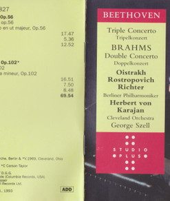 David Oistrach, Mstislav Rostropovich, Sviatoslav Richter, Berliner Philharmoniker, The Cleveland Orchestra, Herbert von Karajan, George Szell / Ludwig van Beethoven / Johannes Brahms-1