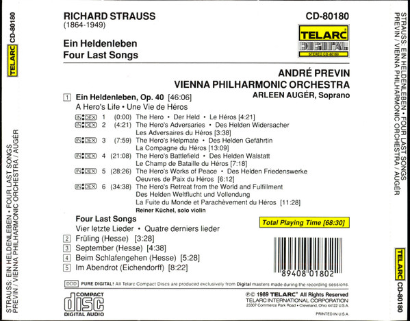 Richard Strauss - Arleen Augér*, Vienna Philharmonic Orchestra* / André Previn-1