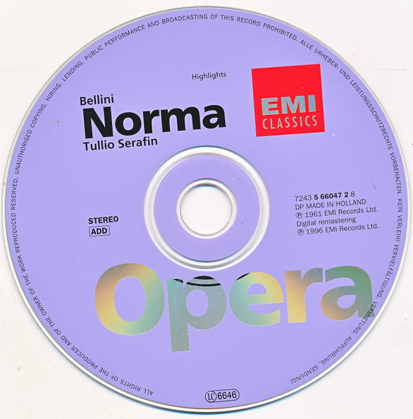 Bellini*, Maria Callas, Franco Corelli, Christa Ludwig, Nicola Zaccaria, Coro* e Orchestra Del Teatro Alla Scala, Tullio Serafin-2