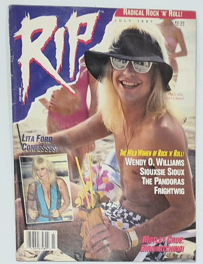 RIP Magazine - JULY 1987 - MÖTLEY CRÜE, WOMEN OF ROCK 'N' ROLL, LITA FORD Centerfold Poster