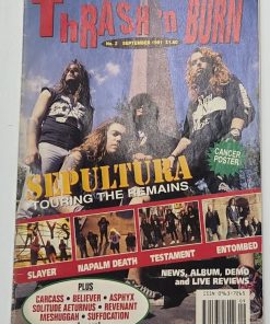 THRASH 'N BURN Magazine - SEPTEMBER 1991 - SEPULTURA, ENTOMBED, CANCER Centerfold Poster