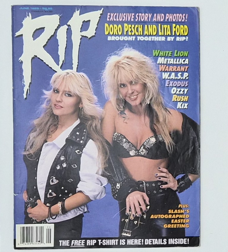 RIP Magazine - JUNE 1989 - DORO PESCH, LITA FORD, WHITE LION Centerfold Poster