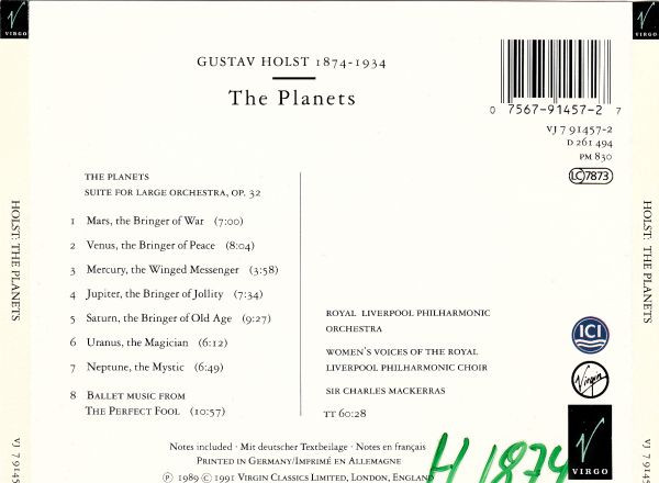 Holst* : Royal Liverpool Philharmonic Orchestra, Sir Charles Mackerras-1