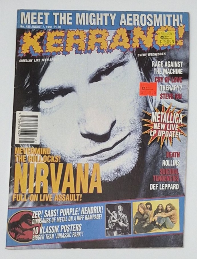 KERRANG! Magazine - AUG 7 1993 - NIRVANA, "Dinosaurs Of Rock" Poster Series feat. BLACK SABBATH, LED ZEPPELIN & MORE